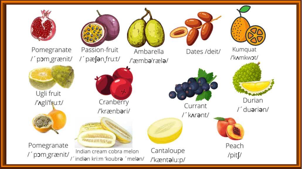 Tên các loại trái cây bằng tiếng Anh