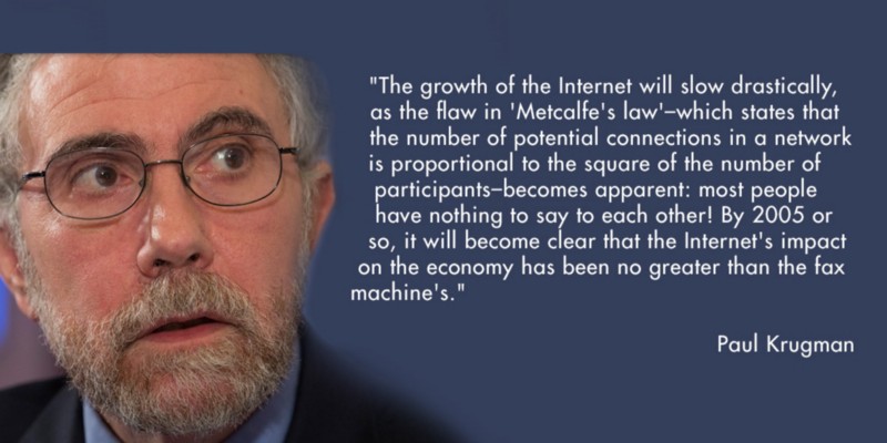 Paul Krugman - Nhà kinh tế học đoạt giải Nobel: Chúng ta hiểu sai về tác động của Internet đối với xã hội.